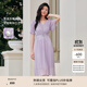 珂萊蒂爾【玫瑰裙】2025夏季新款減齡收腰短袖連衣裙女優(yōu)雅氣質(zhì)長裙 淡紫 M