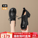 ZHR頭層牛皮單鞋女通勤風(fēng)粗跟系帶女鞋工作職業(yè)樂(lè )福皮鞋女KM07黑色38
