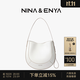 NINA&ENYA妮娜恩雅【雪莉包中號】輕奢真皮女包納帕紋頭層牛皮單肩腋下包 奶昔白(單肩斜挎女包)