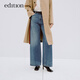 edition【精英衣櫥系列】2024秋季新款復古寬直筒純棉闊腿牛仔褲 牛仔藍色 S (26)