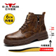 公牛世家【新年禮物】馬丁靴男真皮高幫工裝靴子男士復古做舊內增高鞋子