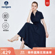 Navigare意大利小帆船短袖連衣裙女士夏季V領(lǐng)修身裙子時(shí)尚棉感針織長(cháng)裙女 藏青 L 碼
