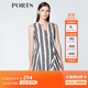 PORTS寶姿  新品商場(chǎng)同款女裝無(wú)袖V領(lǐng)條紋提花連衣裙SN8D077HFQ075 白/黑色 M (6)