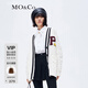 MO&Co.毛衣外套復(fù)古學(xué)院風(fēng)毛絨章仔絞花肌理含綿羊毛酒紅摩安珂 米白色 S