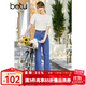 betu百圖女裝高腰闊腿褲超顯腿長(cháng)牛仔褲女2202T55 牛仔色 L