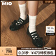 MIO【程瀟同款】米奧2025春季新款綁帶芭蕾鞋甜美瑪麗珍鞋淺口單鞋女 黑色 38 (240mm)