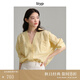 旅途原品（ltyp）真絲襯衫女可水洗皺感干絲無(wú)領(lǐng)蝙蝠袖秋季寬松百搭襯衣 奶油黃-可水洗真絲 L （現(xiàn)貨）