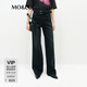 MO&Co.牛仔褲2025春新品搖滾洗褪黑色棉質(zhì)精裁高腰闊腿褲M(mǎn)BE1JEN012 牛仔黑色 S /S