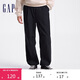 GAP男裝秋季款純色松緊壓褶工裝長(zhǎng)褲寬松街潮休閑褲619684