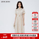 BUOUBUOU白月光2025秋季新品法式刺繡蕾絲高腰翻領(lǐng)泡泡袖連衣裙女 米白W81 L