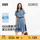 森馬（Semir）森柔牛仔|牛仔連衣裙女收腰翻領(lǐng)港風(fēng)2025夏季新款涼感中長(cháng)裙 牛仔藍灰88401 M 160/84A