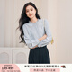 香影【都市雅紳】通勤氣質(zhì)套裝女2025秋季新款襯衫馬甲褲子三件套 航線(xiàn)藍 襯衫 M
