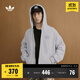 adidas 2025新款運動(dòng)連帽夾克外套男女秋季阿迪達斯官方三葉草 淺麻灰   M