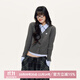 PSO Brand女裝【V領(lǐng)假兩件】miu系開(kāi)衫長(cháng)袖毛衣學(xué)院風(fēng)短款上衣秋 碳末灰 Carbon L