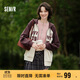森馬（Semir）外套女連帽插肩袖寬松上衣女士秋季潮流刺繡撞色夾克101524108006