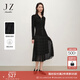 玖姿·安娜蔻優(yōu)雅靈動(dòng)褶皺光澤松緊腰網(wǎng)紗半身裙長(cháng)裙女2024秋款 條黑 XL