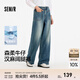 森馬森柔牛仔|商場(chǎng)同款牛仔褲女吸濕排汗2025夏季新款涼感闊腿褲 牛仔中藍88201 XL