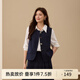 纖莉秀【暮野暖調】復古學(xué)院風(fēng)兩件套裝大碼女裝胖mm2025秋裝新款089 藏藍色【馬甲QK4270】 XL
