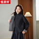 恒源祥高級感秋冬2025新款短款小香風(fēng)雙面呢羊毛大衣圓領(lǐng)小個(gè)子毛呢外套 黑灰 M 90-105斤
