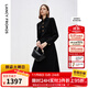 朗姿2025年秋季新款黑色長(cháng)裙高級感氣質(zhì)法式設計感收腰襯衫連衣裙 黑色2 L
