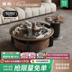 美柏輕奢高級感復古微晶石圓形客廳現代極簡(jiǎn)茶幾電視柜2025年網(wǎng)紅爆款 【微晶石臺面】茶幾組合 90*90*33.5cm