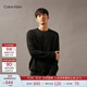 Calvin KleinJeans秋冬男士羊毛混紡休閑通勤ck暗紋字母圓領(lǐng)內搭打底針織毛衣 BEH-太空黑 M
