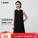 藍地（LANDI）[金屬蔥質(zhì)感通勤]優(yōu)雅編織圓領(lǐng)無(wú)袖小A字連衣裙女2025秋新品 黑色 L