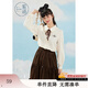 紫涵（ZIHAN）文藝娃娃領(lǐng)襯衫女撞色刺繡領(lǐng)結襯衣打底女裝百搭 米金 L
