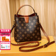 喵小姐（MISSMIAO）輕奢高端品牌女士單肩包包女包新款大容量手提斜挎包女印花水桶包 咖啡色(復古高級感小眾百搭大氣）
