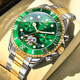 勞力士王子綠黑水鬼瑞士認證手表男士全自動(dòng)機械表防水夜光陀飛輪專(zhuān)用腕表 間綠水鬼 43mm