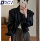 DGOV復古pu皮衣外套女春季2026新款小個(gè)子時(shí)尚百搭顯瘦短款夾克女上衣 黑色 S 【100斤以?xún)取? title=