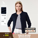 哈吉斯（HAZZYS）女裝 春季女士外套【PHIZ系列】?jì)却钔獯┖?jiǎn)約針織開(kāi)衫女 藏青色NV L (165/88A 40)
