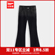 IEF/愛(ài)依服2025冬季新款韓版時(shí)尚復古通勤氣質(zhì)修身顯瘦牛仔喇叭褲 牛仔黑 L