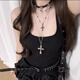 靚做y2k千禧輕亞風(fēng)多層十字架項鏈時(shí)尚甜酷辣妹配飾暗黑鎖骨鏈choker 輕亞風(fēng)十字架三件套