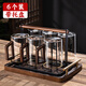 津盼玻璃杯套裝6個(gè)帶杯架茶托盤(pán)家用客廳耐高溫泡綠茶杯待客喝水杯子 【8件套】茶杯6個(gè)+托盤(pán)+杯架