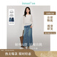 茵曼復古分割牛仔裙秋女裝高級學(xué)院風(fēng)A字顯瘦半身裙子 牛仔藍 XL 