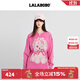 拉拉波波粉色衛衣女2025新款甜美可愛(ài)小狗圖案寬松圓領(lǐng)長(cháng)袖上衣 粉色 S