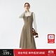 范思藍(lán)恩斑點(diǎn)毛呢通勤背帶連衣裙女2024冬季百搭裙子14534 咖色 M