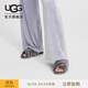 UGG秋季女士舒適時(shí)尚交叉平底露趾茸茸居家室外休閑拖鞋 1123572 CHRC | 炭灰色 37