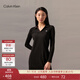 Calvin KleinJeans春夏女士氣質(zhì)通勤ck簡(jiǎn)約字母V字顯瘦針織POLO連衣裙J224781 BEH-太空黑 S