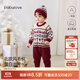 babylove嬰幼兒連體衣秋冬保暖純棉針織毛衣寶寶毛線(xiàn)哈衣新年衣服爬服 冬日確幸 90cm