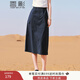 香影a字工裝半身裙女2025夏裝新款藏青中長(cháng)抽繩氣質(zhì)高腰開(kāi)叉裙子 藏青 L