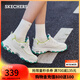 斯凱奇（Skechers）女鞋秋冬小白熊休閑鞋子厚底增高百搭運動(dòng)軟底老爹鞋99999863 白色/綠色/WGR 37
