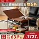MUU實(shí)木茶幾家用客廳小推車(chē)中古風(fēng)小戶(hù)型可移動(dòng)折疊茶幾邊幾