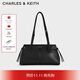CHARLES&KEITH25秋季新品復古油蠟皮繩結單肩腋下包生日禮物CK2-20782673 Noir黑色 M