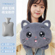 TMIBEARS注水式熱水袋可愛(ài)毛絨女生熱敷袋暖宮暖腰暖寶寶可拆洗卡通暖手寶 灰色萌貓【注水款1000ml 可拆卸】升級PVC