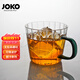 JOKO正品無(wú)鉛高硼硅耐熱玻璃杯把手水杯可微波爐喝茶杯咖啡杯簡(jiǎn)約條紋 中號(hào)墨綠把手(簡(jiǎn)裝)340ml1只