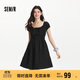 森馬（Semir）連衣裙女收腰蝴蝶結少女感2025夏俏皮木耳邊方領(lǐng)短裙109325114007