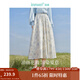 茵曼（INMAN）亞麻歐若風(fēng)薄款植物碎花半身裙女裝2025年夏季新品a字中長(cháng)傘裙子 月藍 M