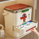 納份愛(ài)藥箱收納盒抽屜式急救醫藥箱家庭裝大號藥盒分裝盒家用藥品收納箱 米色紅蓋實(shí)色【2抽+1大盒】專(zhuān)屬定制 升級容量/防塵防潮